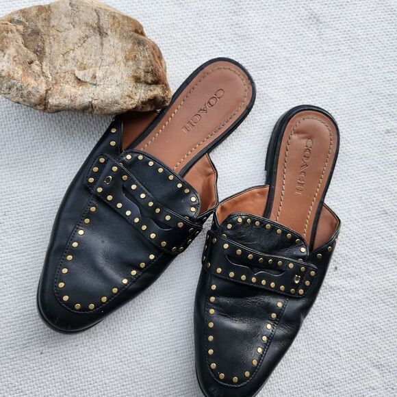Coach Faye studded loafer mules - Picture 1 of 13